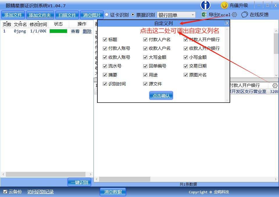 银行回单转excel：金鸣识别在线版和软件用哪个好？